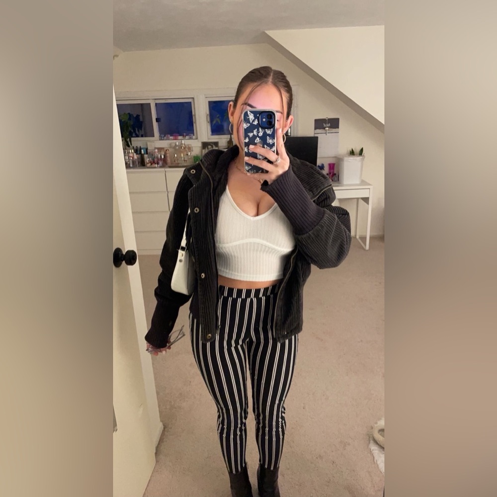 Forever21 Black and White Striped Work Pants